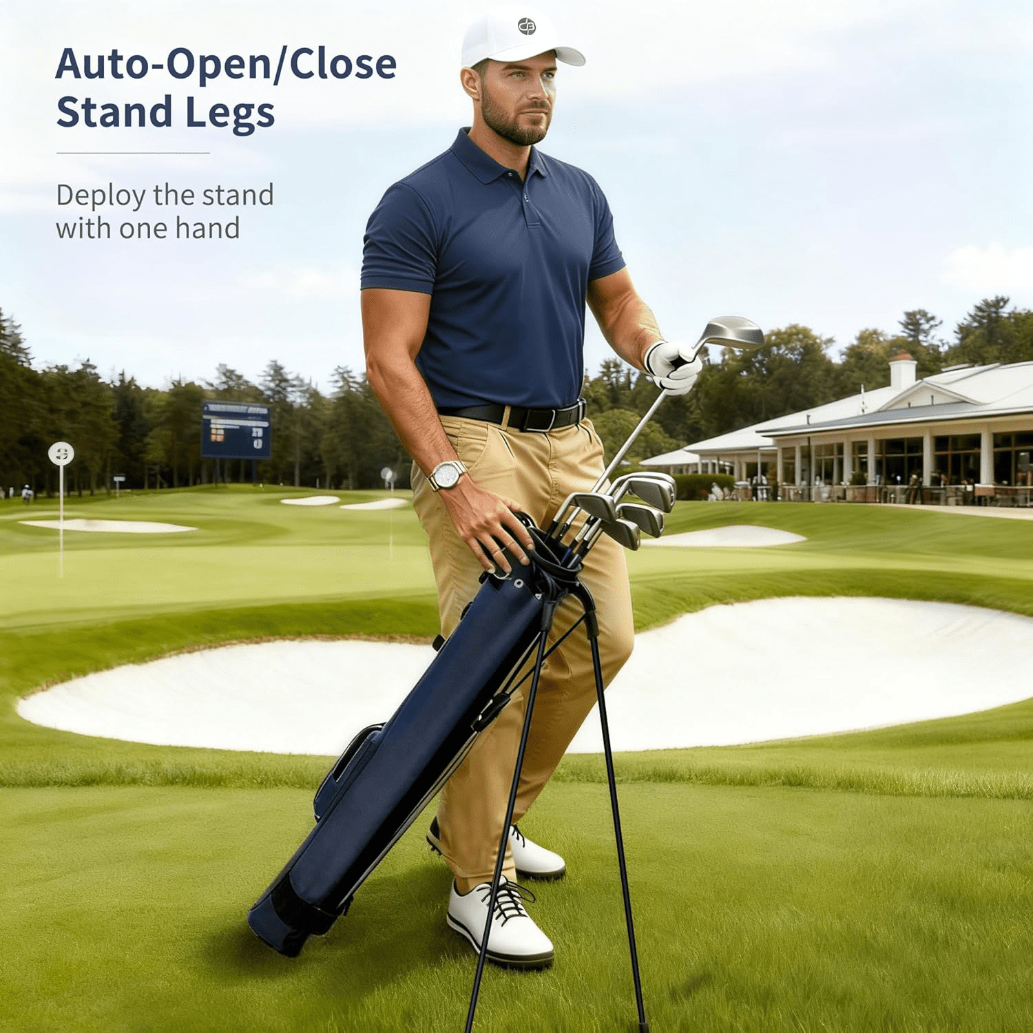 Lightweight Golf Stand Bag, Portable and Durable Golf Carry Bag with Padded Strap and Pocket, Sunday Bag for The Driving Range, 2-Way Divider Practice Bag for Men and Women