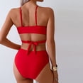 thumbnail image 6 of UTSJKR Women's Bikini Sets Two Piece Swimsuit High Waisted V Neck Twist Front Adjustable Spaghetti Straps Bathing Suit Red M, 6 of 9