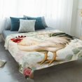 thumbnail image 4 of Vintage Rooster Blanket Soft Cozy Warm Twin Blanket for Bed, Plush Fuzzy Flannel Fleece Blankets for Sofa, Watercolor White Animals Spring Floral Throw Blankets for Couch, Gifts for Men, 60"x80", 4 of 9