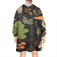 thumbnail image 2 of Colorful Mushroom Leaf Black Pattern Wearable Oversized Blanket,Wearable Blanket Hoodie for Adults,Cozy Hooded Blankets with Super Pockets,Super Warm Fuzzy Pullover for Women & Men, 2 of 6