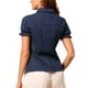 thumbnail image 3 of INSPIRAR CHIC Blusas de Algodón con Cuello Peter Pan y Botones Vintage para Mujeres, Azul Oscuro M, 3 of 7
