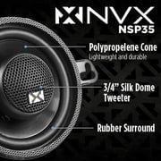 NVX NSP35 3.5 Coaxial Car Speakers 2-Way 200W Peak N-Series with 20mm Silk Dome Tweeters