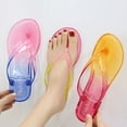thumbnail image 6 of CPNG Womens Rainbow Sequins Sandals Jelly Flip Flops Summer Trendy Thong Straps Clip Toe Flat Slippers Color Gradient Slides Lightweight Swimming Beach Shoes Holiday Slides, 6 of 7