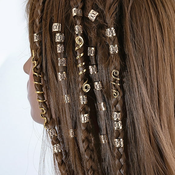 SOPOTUTU 28pcs Braid Accessories Jewelry Hair Charms for Women Retro Design with Golden Alloy