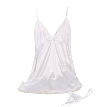 

Women Sleeveless Nightdress Gown Cozy Lingerie Silk Lace Robe Dress Sleepwear