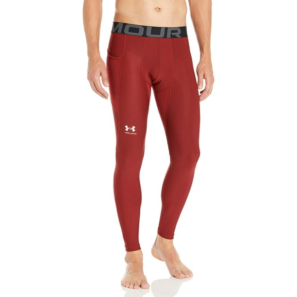 Leggins Under Armour HeatGear Armour para hombre, color cardenal/blanco