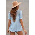 thumbnail image 1 of POGLIP Chemise à Manches Courtes en Dentelle Crochetée Col en V Bleu Ciel pour Femmes, 1 of 6