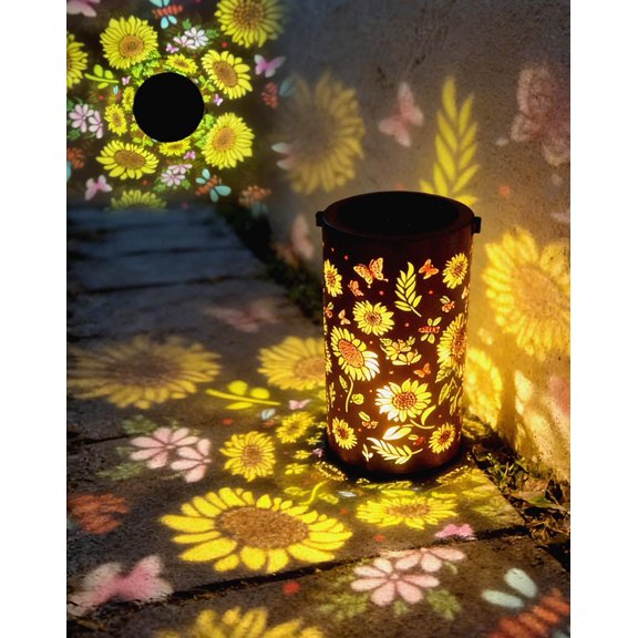 Colorful Sunflower Glow Solar Garden Lantern, 2026 Waterproof Outdoor Solar Powered Hanging Light for Garden, Patio, Pathway Lantern, Let Your Garden Bloom with Light After Sunset