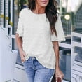 thumbnail image 4 of Blouse à Manches Courtes à Col Rond pour Femmes en Mousseline à Pois Chemise Hauts T-Shirt, 4 of 9