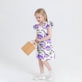 thumbnail image 4 of Girls Cotton Tunic Dress Short Sleeve Summer Casual Outfit Child Ruffle Sleeve Dinosaur Printed Sundress Dress for Kids Kids Fall Midi Dress Purple 9Y, 4 of 8
