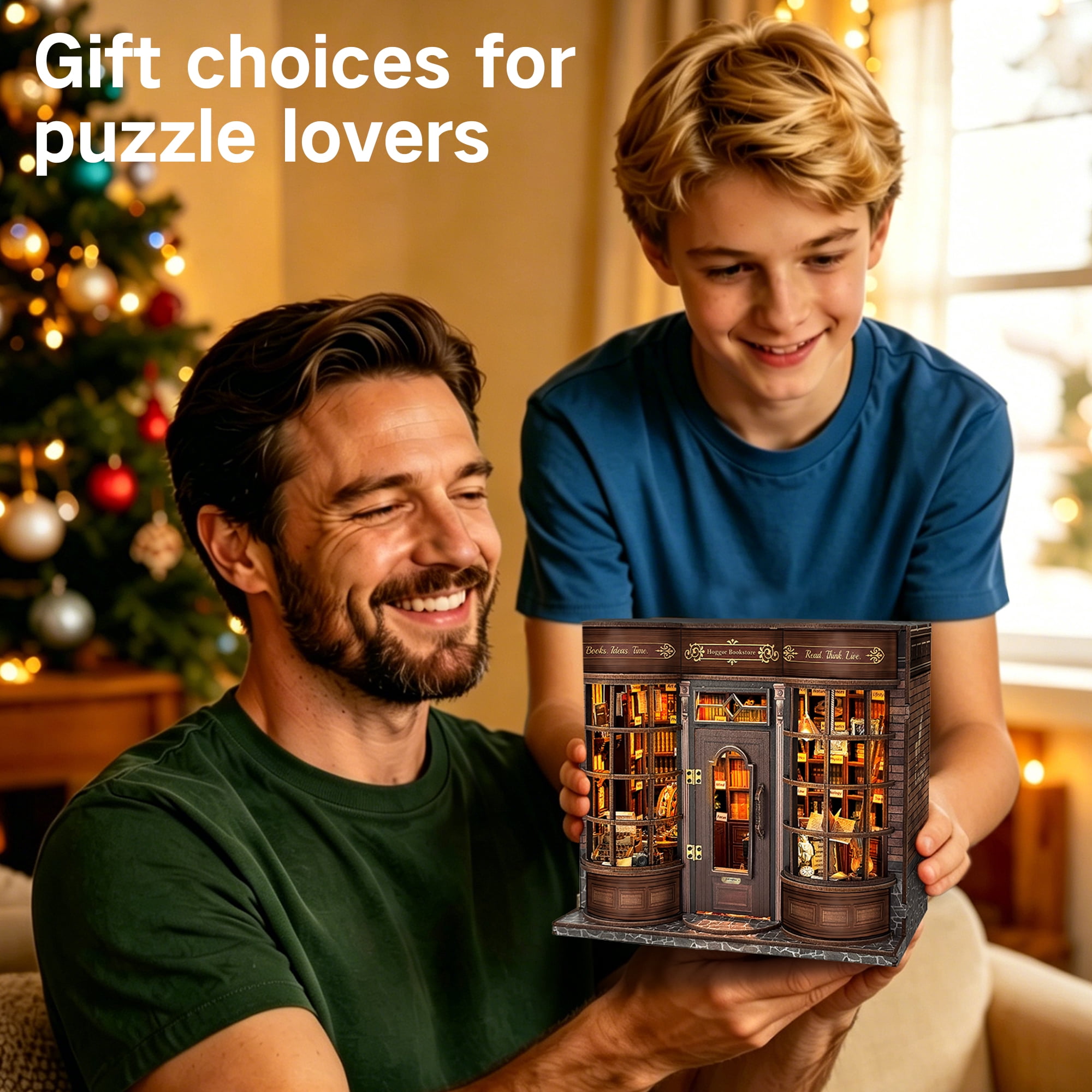 BELEEV Book Nook Kit,DIY 3D Wooden Puzzle Miniature Dollhouse with LED,Tiny House Craft Model for Adults,Bookshelf Decor Gift for Handicraft Enthusiast Birthday - Hoggor Bookstore