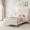 thumbnail image 1 of GloryStar Vertical Channel Tufted Velvet Bed Frame, Adjustable Headboard Platform Bed with Wooden Slats, No Box Spring Required, 1 of 7