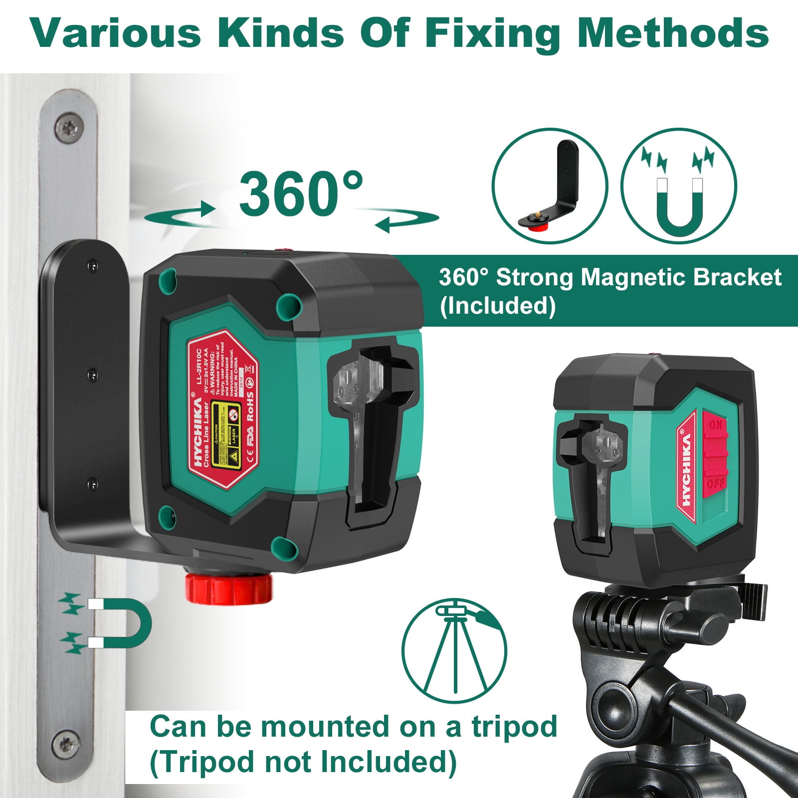 HYCHIKA 50 feet Laser Level Self-Leveling Horizontal and Vertical Cross-Line Laser