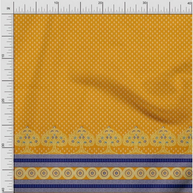 Soimoi Modal Satin Fabric Damask,Tree & Mandala Panel Print Fabric by The Yard 42 Inch Wide