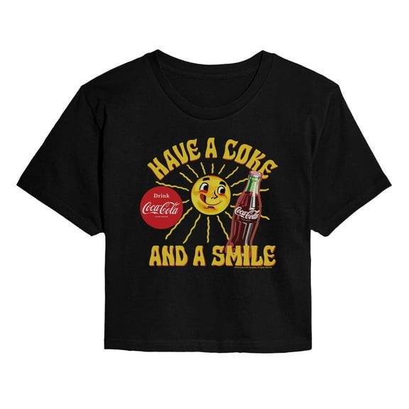 Coca-cola - Have A Coke And A Smile - Juniors Cropped Graphic T-shirt