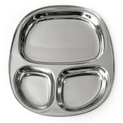 Lifestyle Block Stainless Steel 3 Compartment Plate – Large Reusable Divided Camping Plate with Separate Compartments