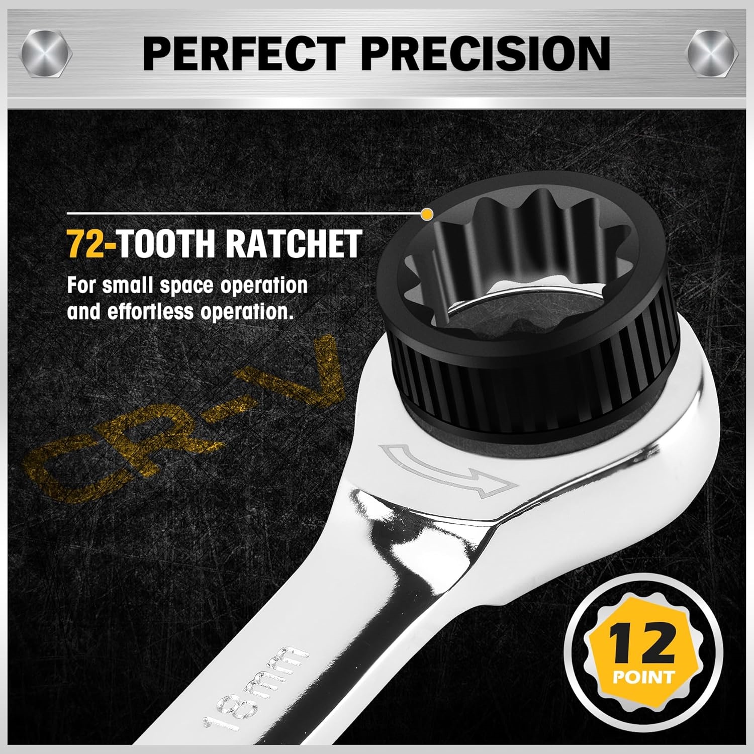 33-Piece Combination Ratchet Wrench Set | SAE & Metric Sizes (1/4" to 3/4" & 6-18mm) | 72-Tooth Gear Design | CR-V Steel | Organizer Carry Case | I for Mechanics & DIY