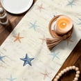 thumbnail image 3 of Navy Blue Coastal Table Runner 70 Inches, Shell Starfish Coral Nautical Beige Ocean Bed Runner Dresser Scarves Tabletop for Indoor Outdoor Parties/Ceremony/Banquet, 13" x 70", 3 of 9