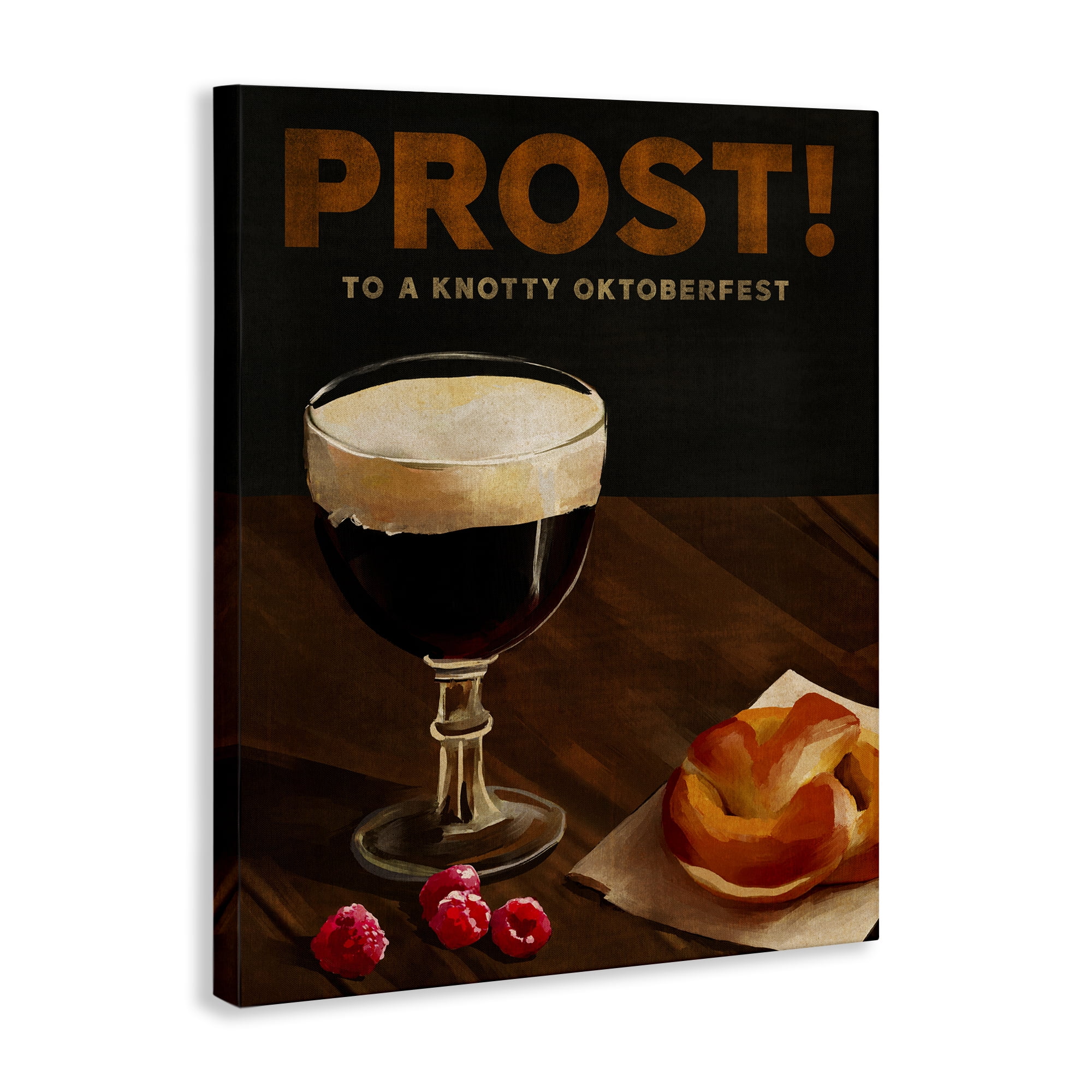 Stupell Industries Prost Beer & Pretzel Food & Beverage Painting Wrapped Canvas Art Print Wall Art, 24 x 30