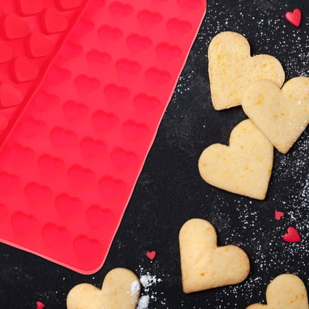 LOLIPPYY Red Silicone Heart Shape Baking Mold for Cookies Chocolate and Candy Making