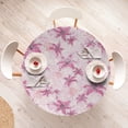 thumbnail image 4 of Ambesonne Floral Design Fitted Round Tablecloth, Retro Lily Flowers, 56"- 60" Diameter, Hot Pink Coral and Soft Pink, 4 of 5