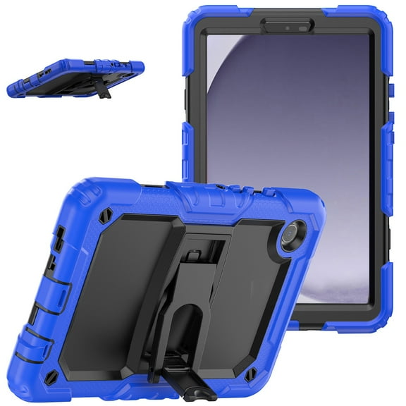 For Apple iPad (A16) 2025 /iPad 10th Gen 10.9 Heavy Duty Hybrid Full Body 2in1 Rugged Shockproof Drop Protective Tablet with Slide Kickstand Case Cover [Black / Blue]