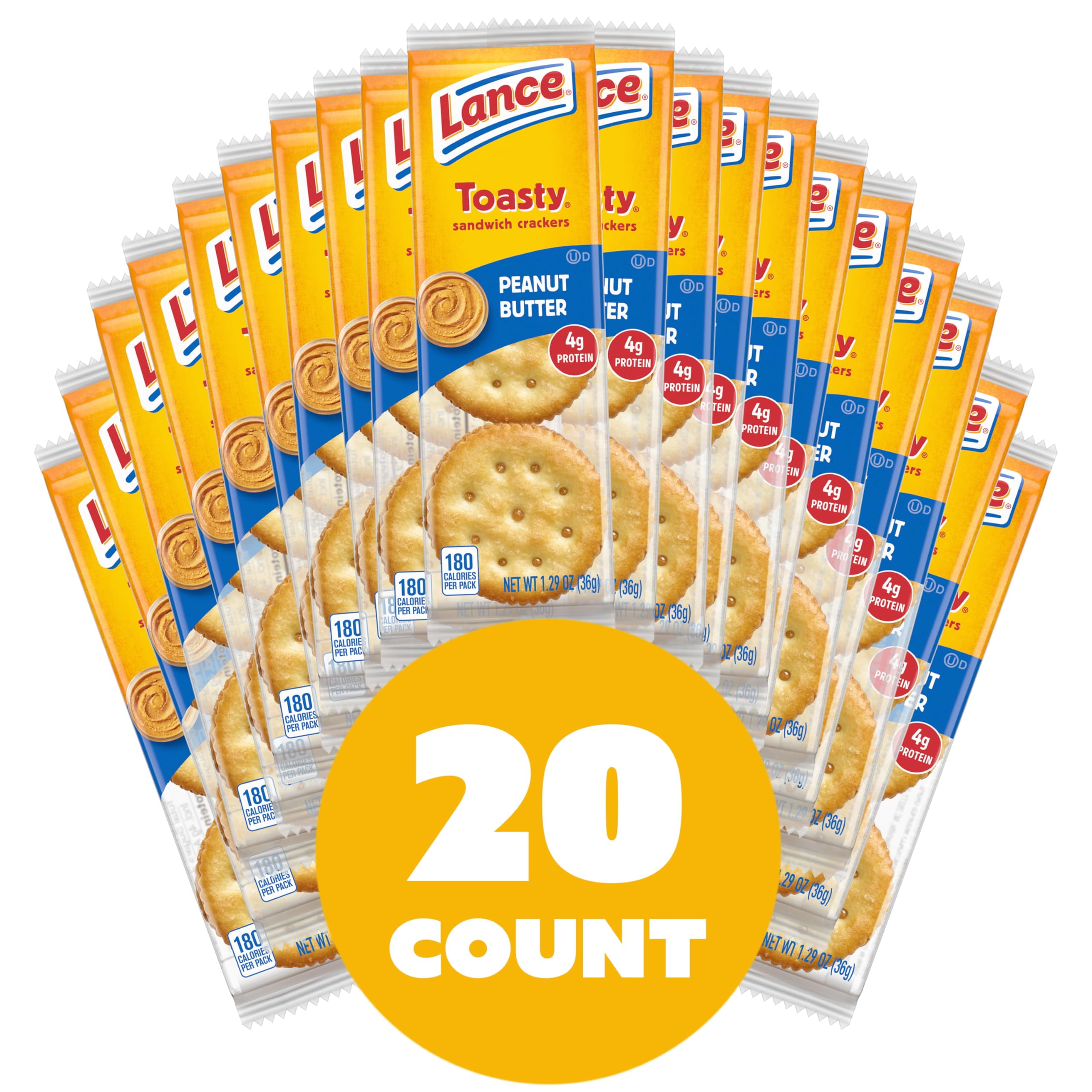 Lance Fresh Toasty Crackers YPF5&nbsp;with rich peanut butter crackers, Lance Toastchee Cheddar Cheese, Snack Crackers, Cheese Sandwich Crackers, Lance Peanut Butter Crackers for a total of 40 units