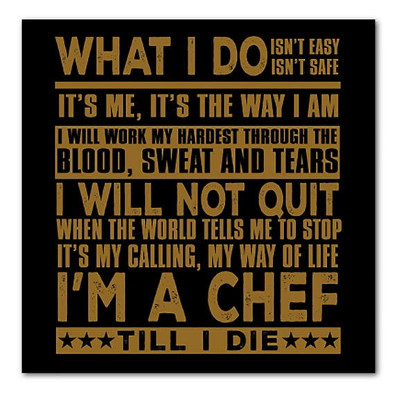 DistinctInk Custom Bumper Sticker - 6" x 6" Decorative Decal - Black Background - Chef - What I Do Isn't Easy