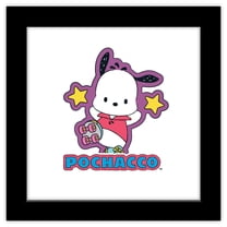 Gallery Pops Sanrio Pochacco - Pochacco Sticker Graphic Wall Art, Black Framed Version, 12" x 12"