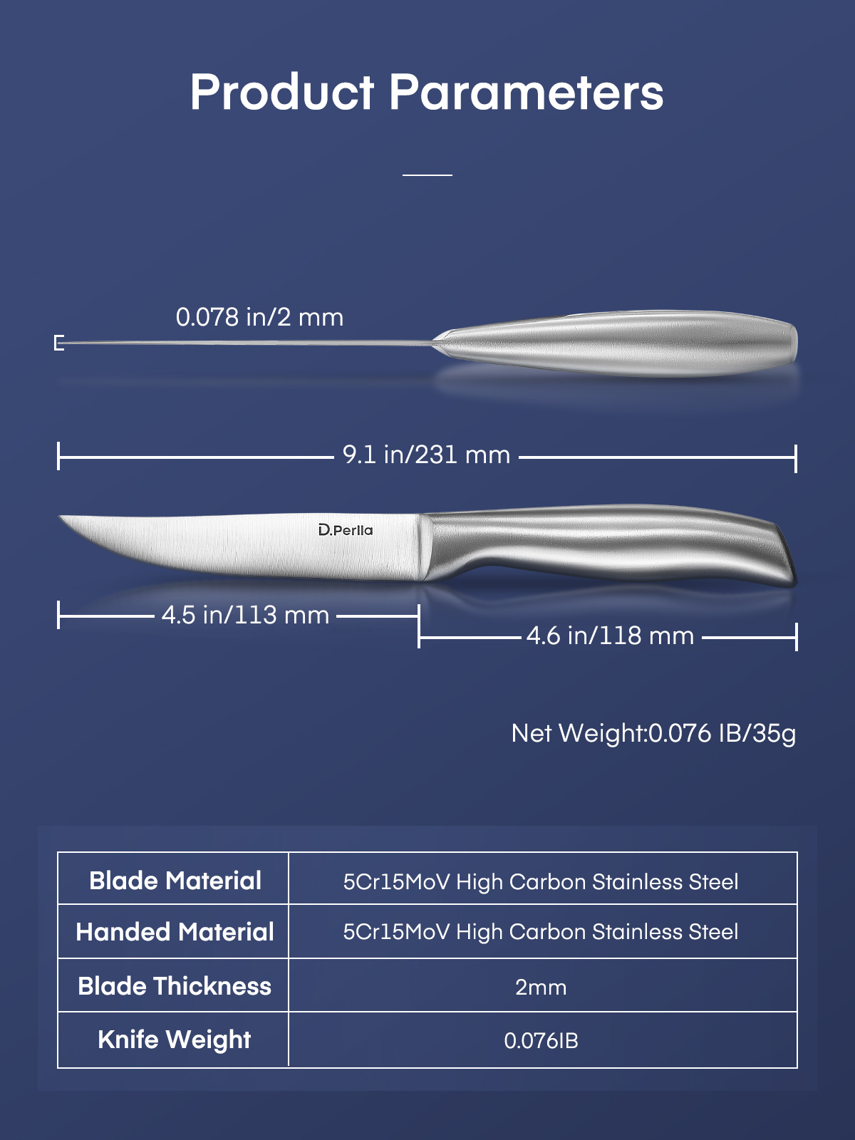 8Pcs Steak Knife Set, Service for 8, Nordic - Minimal