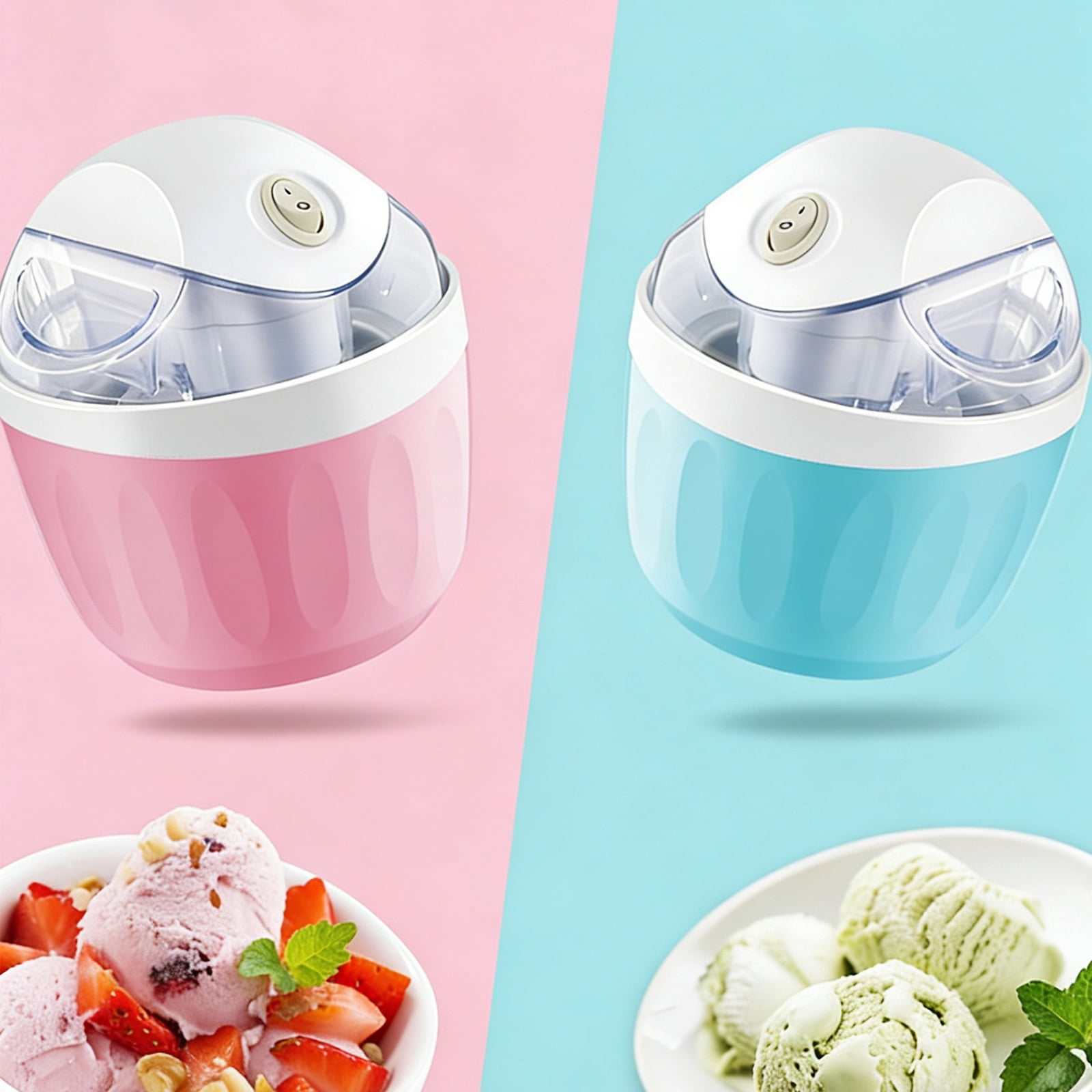 ZhangC Small Home Mini Ice Cream Maker, Fast Ice Cream Maker Homemade, Single Serving of Gelato, Frozen Yogurt, Compact Electric Makers for Kitchen for Family Treats