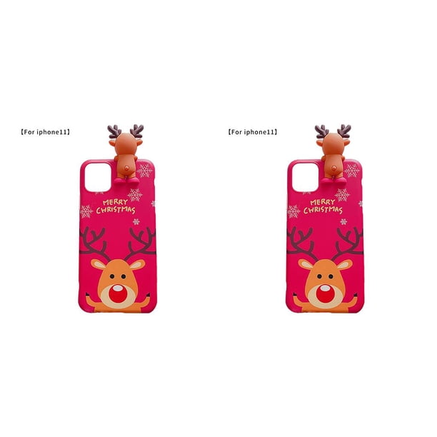 Kearding Funda navideña para teléfono móvil Copo de nieve Papá Noel Funda protectora de TPU, Reemplazo para 11 6.1, Tipo 1 Tipo 1 iphone11 (6.1) 2piezas
