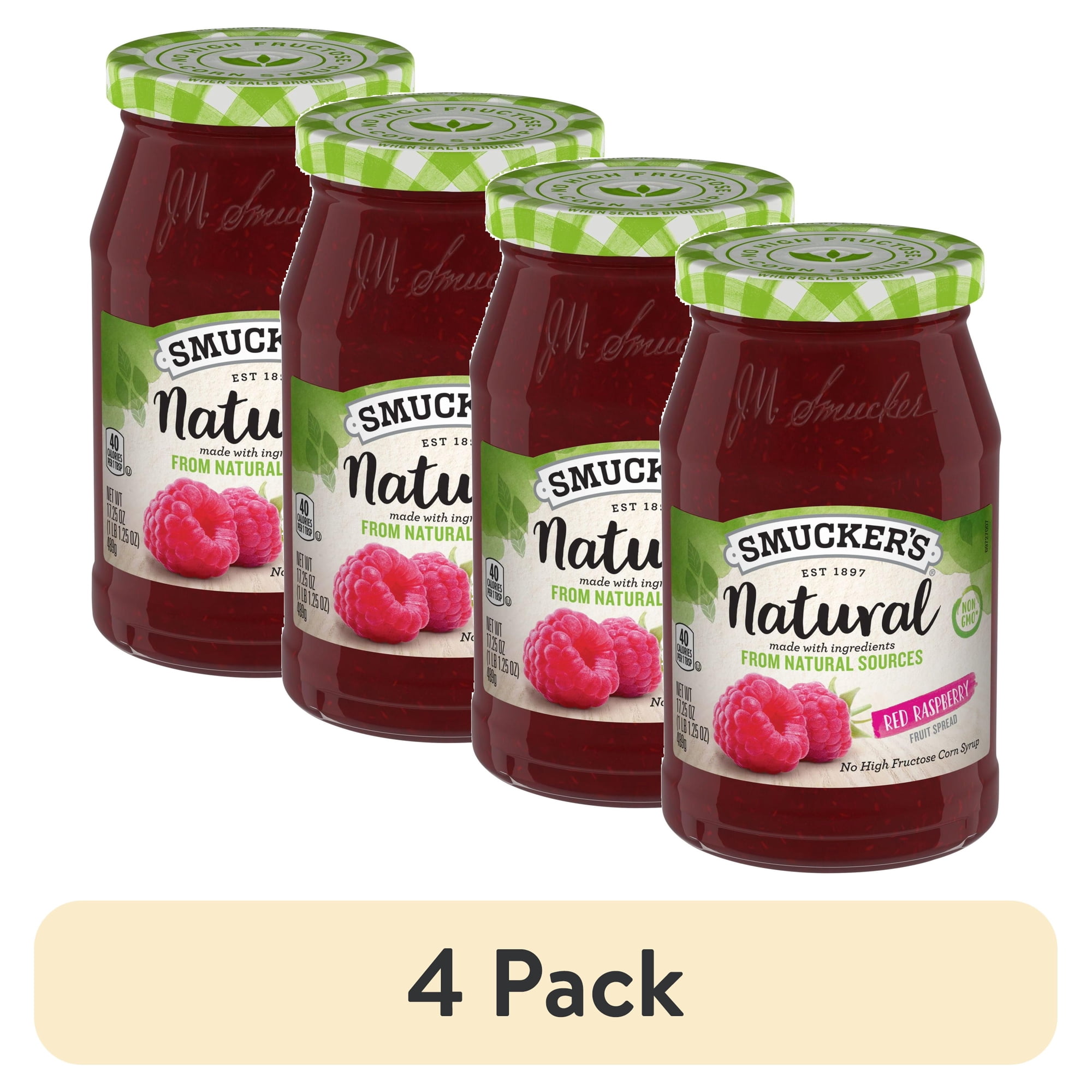 (4 pack) Smucker's Natural Red Raspberry Fruit Spread, 17.25 oz