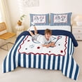 thumbnail image 3 of Manfei Sport Baseball Games Queen Comforter Set For Boys,67 Number Print Comforter Sets Queen,Red Blue White,Navy Blue Reversible,3pcs,1 Comforter and 2 Pillowcases, 3 of 8