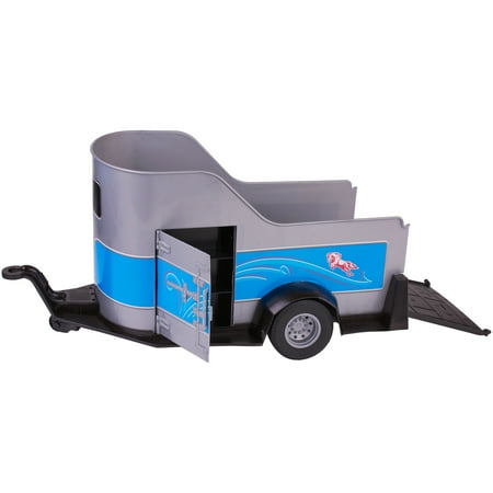 My life as gray and blue horse trailer with fold down
