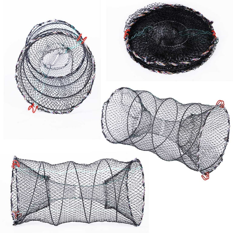 Foldable Fish Basket Lobster Crawfish Trap Hoop Net 100x37cm
