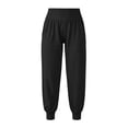 thumbnail image 5 of ClodeEU Women's High Waisted Smocked Waist Jogger Pants,Casual Loose Fit Joggers with Elastic Cuffs Black,Women's Plus XXL, 5 of 9