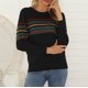 thumbnail image 1 of Puntoco Jersey de cuello redondo para mujer, suéter de punto a rayas, camisa para mujer, liquidación superior Puntoco Puntoco-6846, 1 of 8