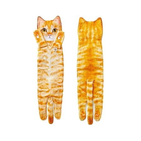 

Liveday Long Cat Shaped Towel for Home Fast Absorbing Hand Towel with Buckle for Bathroon Kitchen Looks Like a Real Kitten 15*52cm New