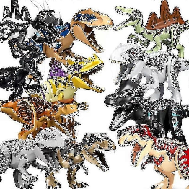 Bloques de construcción de la serie Jurassic Dinosaur World T-rex Spinosaurus Triceratops Figuras grandes Bloques Tiranosaurio beige