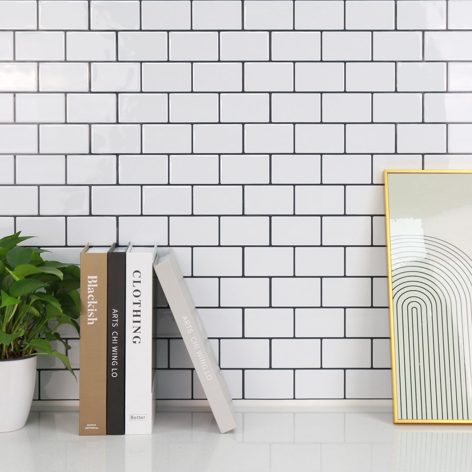 Peel And Stick Backsplash  White Subway Tile On For Kitchen (pack Of 1 Thicker Design)