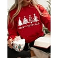 thumbnail image 2 of Women Christmas Sweatshirt Christmas Tree Graphic Long Sleeve Shirt Xmas Holiday Pullover Top, 2 of 5