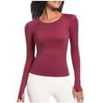 thumbnail image 1 of Hvobtty Longues Chemise à Manches à Col Rond pour Femmes, Chemise à Manches Longues de Sport et de Yoga à Séchage, Mode Décontractée Unie pour Femmes, 1 of 4