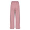 thumbnail image 6 of lulshou Women's Solid Color Wide Leg Pants Fashion Casual Elastic Waist Bandage Split Wide Leg Pants with Pockets Casual Trousers, 6 of 7