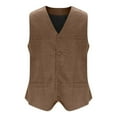 thumbnail image 5 of Dovford Men's Western Cowboy Suit Vest Slim Fit Faux Suede Leather Dress Vests Waistcoat for Wedding, 5 of 6