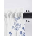 thumbnail image 6 of Blue Flower Plant Curtains 63 Inch Length, Sheer Curtains for Bedroom Living Room Window Retro Country Tree Branch Leaves Rod Pocket Voile Drapes Kitchen Curtains Small Half Window 42"x63" 2 Panels, 6 of 6