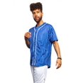 thumbnail image 2 of Men's Hipster Hip Hop Button Down Pin Striped Baseball Jersey Short Sleeve Shirt BJ44 - Royal Blue - Small, 2 of 5