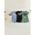 thumbnail image 3 of BemeyourBBs Toddler Baby Boys Summer Clothes Daddy's Mini Outfits Letter Embroidery Waffle Knit Short Sleeve Round Neck T shirt Tops and Shorts Set, 3 of 9
