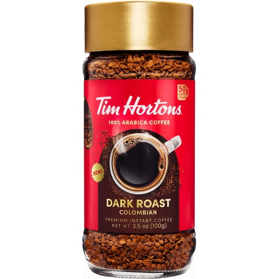 Tim Hortons Colombian Instant Coffee, 100% Arabica Dark Roast, 3.5 oz Jar