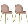 thumbnail image 1 of Costway Set of 2 Velvet Accent Chairs Dining Side Chairs w/Gold Metal Legs Pink, 1 of 10